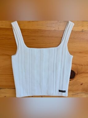 Calvin Klein Jeans Cream Ribbed Knit Top